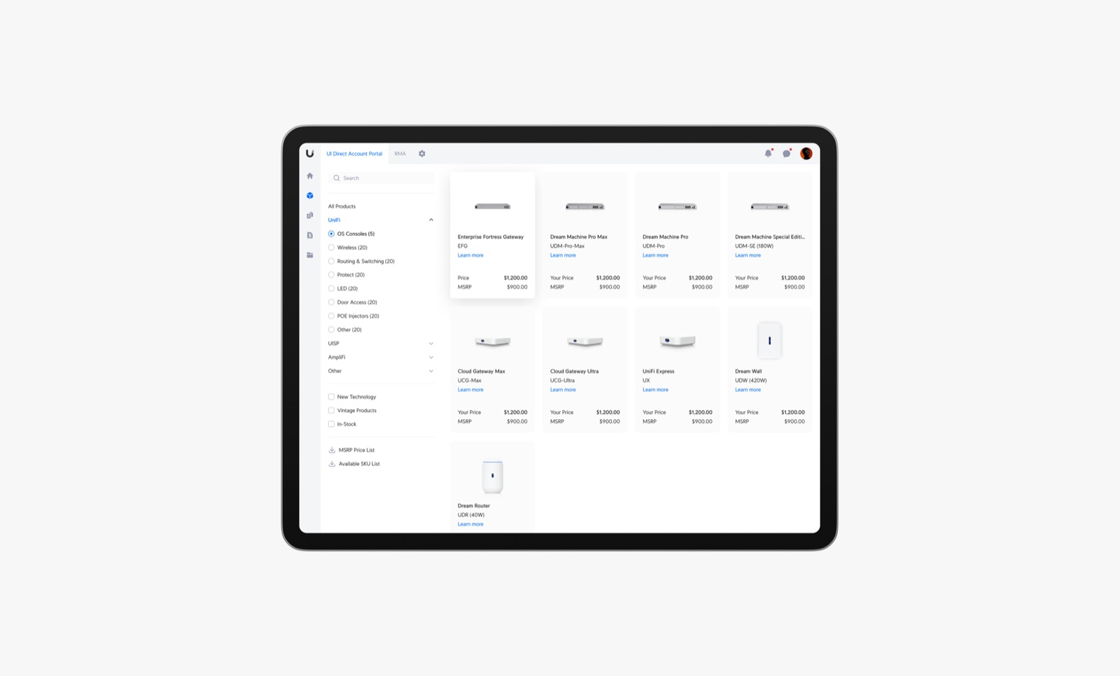 UI Direct Account Portal — screen