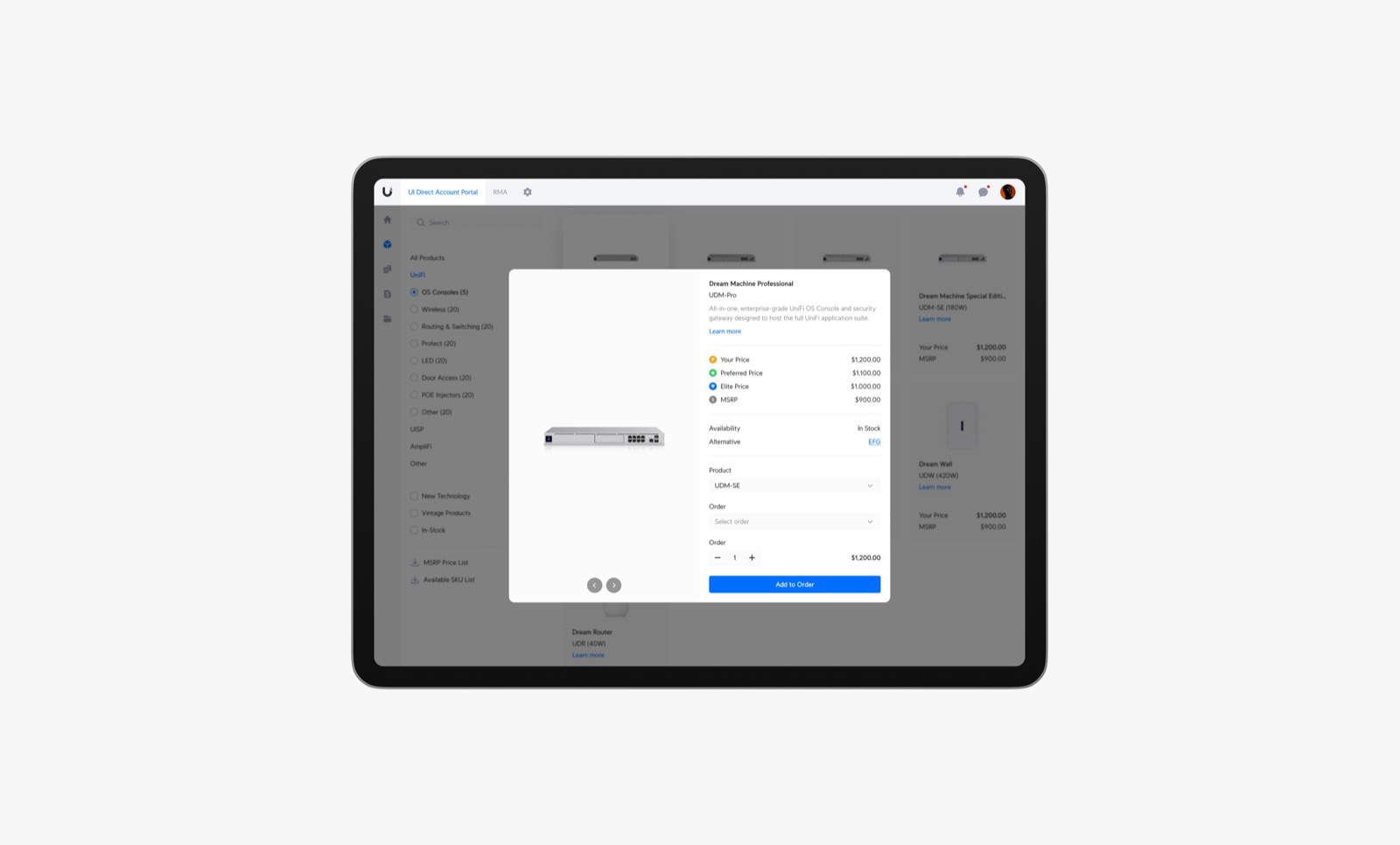UI Direct Account Portal — screen