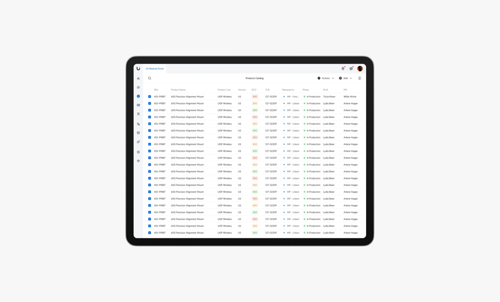 UI Material Portal — screen