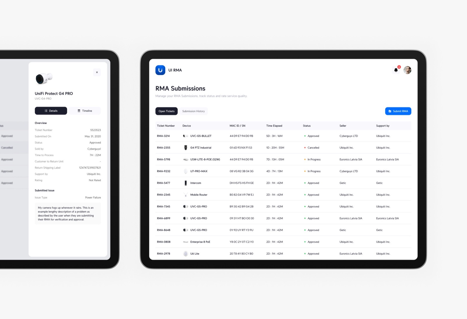 UI RMA Portal — screen
