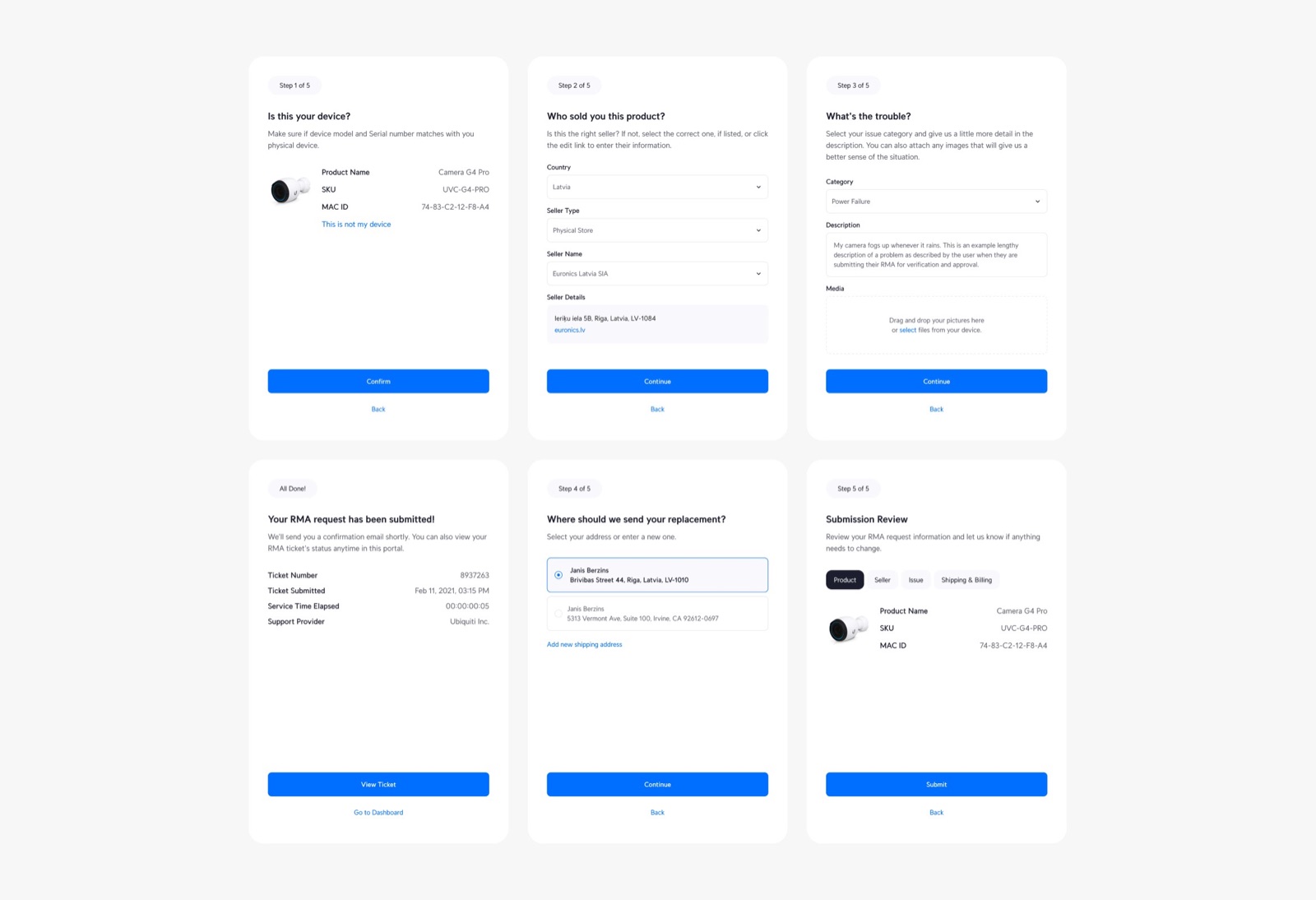 UI RMA Portal — screen
